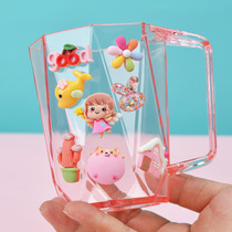 Cartoon creative Diamond Tooth Cup simple children wash cup home couple toothbrush cup cute with tooth hole