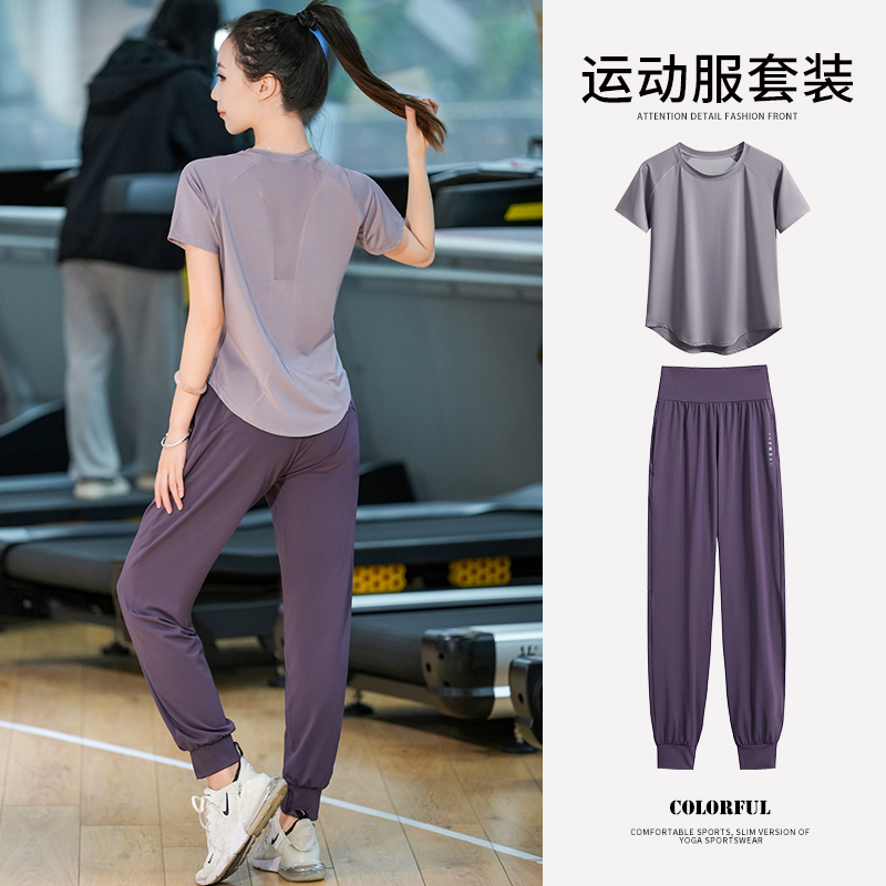2025年夏ランニング速乾フィットネスウェアレディーススーツゆったり登山通気性バスケットボールトレーニングスポーツウェア半袖