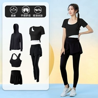 Черный пять -набор (черные брюки) [Летняя фитнес -одежда/потная куртка]