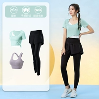 Зеленый комплект, штаны, спортивная одежда для йоги, 3 предмета, в обтяжку, изысканный стиль