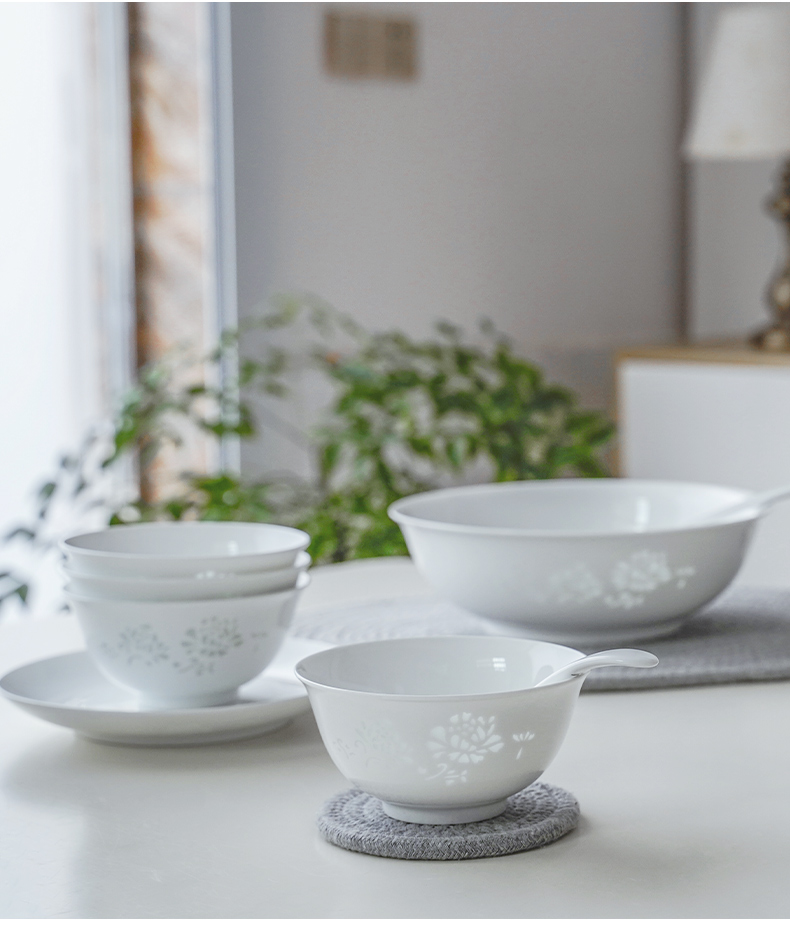 Ancient pottery and porcelain of jingdezhen and exquisite porcelain ceramic tableware white bowl plates spoon dishes suit home plate