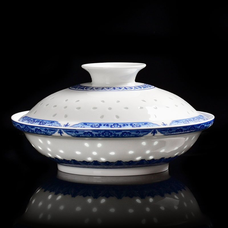 Ancient ceramics jingdezhen ceramics with deep tureen soup bowl dish dish of blue and white clear breeze machine plate