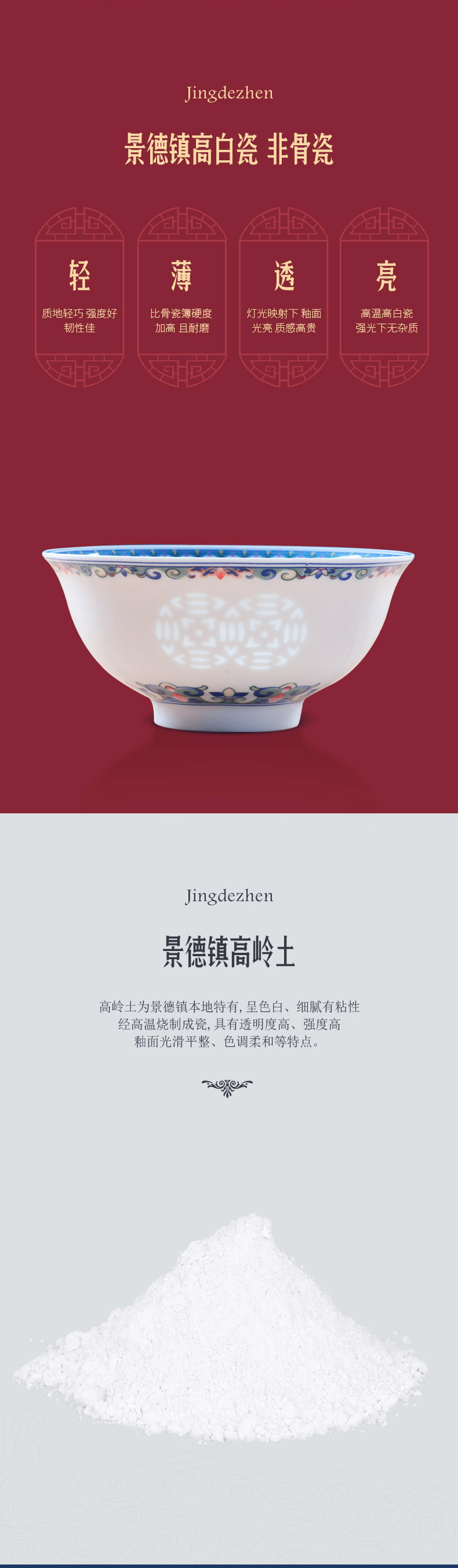 Jingdezhen porcelain bowls tableware suit household combination and exquisite porcelain bowl bowl rainbow such use ceramic bowl chopsticks in use