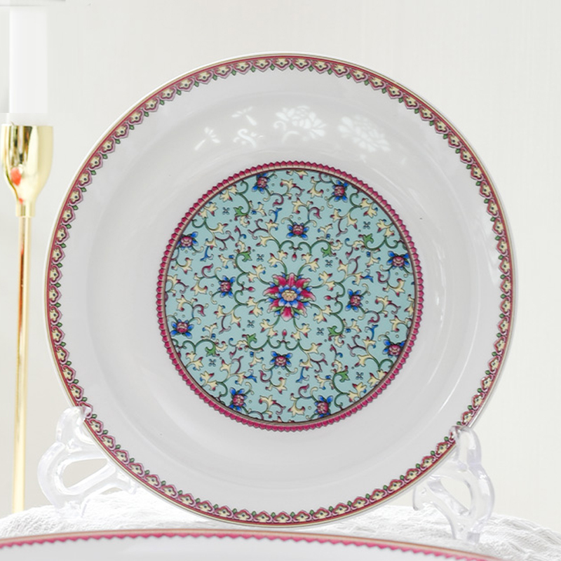 Town jingdezhen ceramic household Chinese porcelain dish platter deep dish of flat high white porcelain tableware
