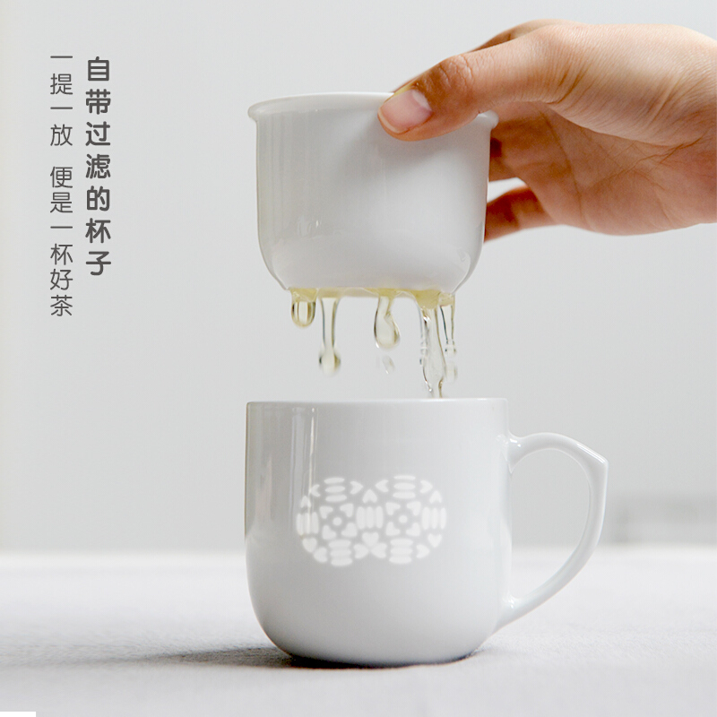 Cup with cover and exquisite jingdezhen ceramics hollow - out filtering Cup Cup men 's and women' s office Cup tea tea Cup