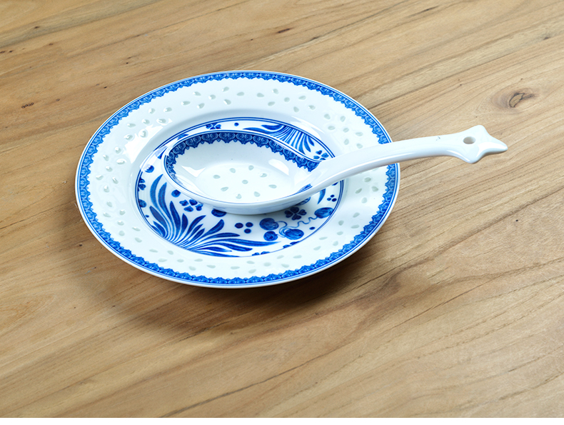 Town jingdezhen ceramic household Chinese porcelain dish platter deep dish of flat high white porcelain tableware