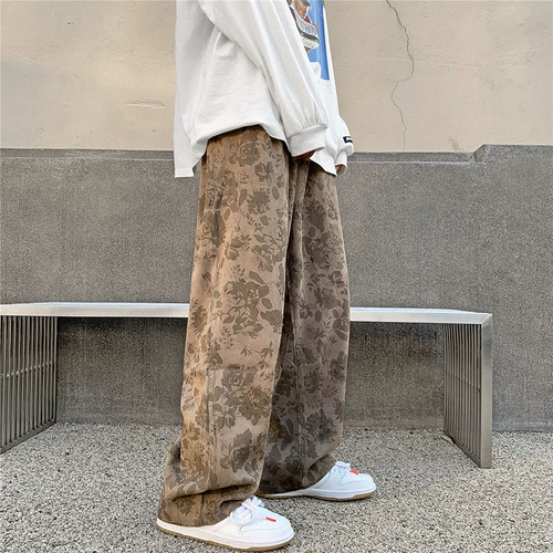 Pure ピュ ア ア Гонконг -тренды бренд мужчина Инь Гао Стрит Свитцер Повседневные прямые брюки на трейлер с красивыми жареными улицами.