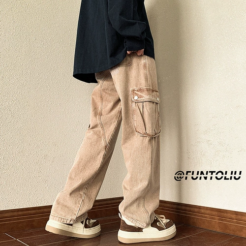 Ретро джинсы, сексуальные штаны, в американском стиле, изысканный стиль, свободный прямой крой