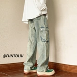 Ретро джинсы, сексуальные штаны, в американском стиле, изысканный стиль, свободный прямой крой