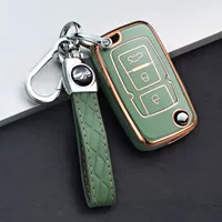 Модель Geely E появляется [Gold Green] Ключевая крышка+зеленая кожаная пряжка