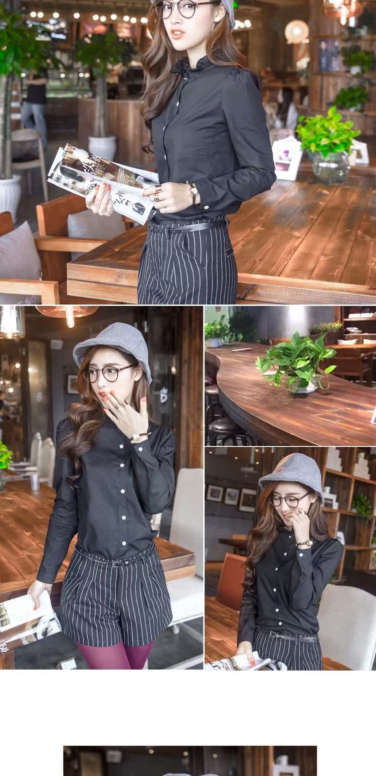 Mùa xuân và mùa đông và mùa đông mới xù lông nấm đứng cổ áo sơ mi cotton nữ đáy quần mỏng mảnh mai shop thời trang công sở