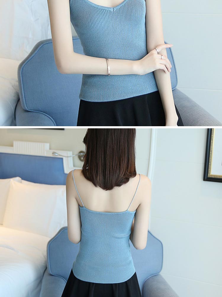Áo vest trắng tay nữ đan len nữ mùa thu 2018 mới vest nữ mùa đông ấm áp bên trong áo sơ mi chạm đáy áo ba lỗ nữ