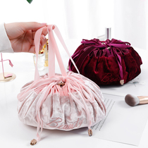  Cosmetic bag female large-capacity portable travel storage bag cute velvet cosmetic bag drawstring net red ins super fire