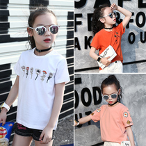 Childrens clothing girls 2021 new summer short sleeve T-shirt children Korean embroidered foreign style coat Joker T-shirt tide