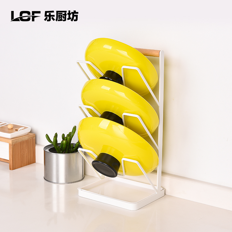 Kitchen non-perforated pot cover rack household floor countertop sitting storage storage with water connection stainless steel large wall-mounted
