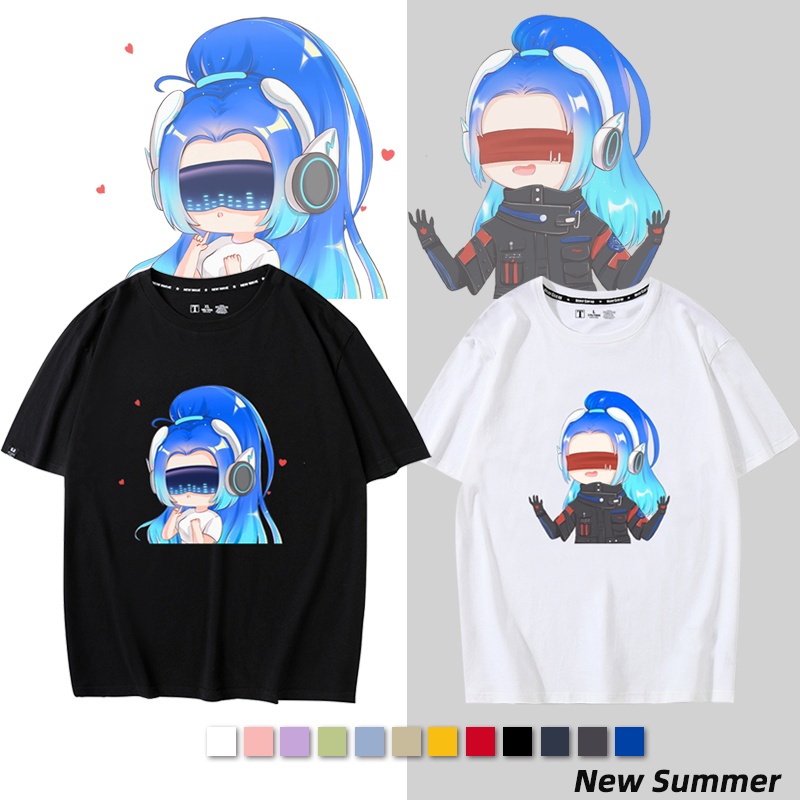 Game Cartoon Peace Elite Chicken Rocket Girl Hair Short-Sleeved T-Shirt Summer Male Teenager Half-Sleeved Large Size