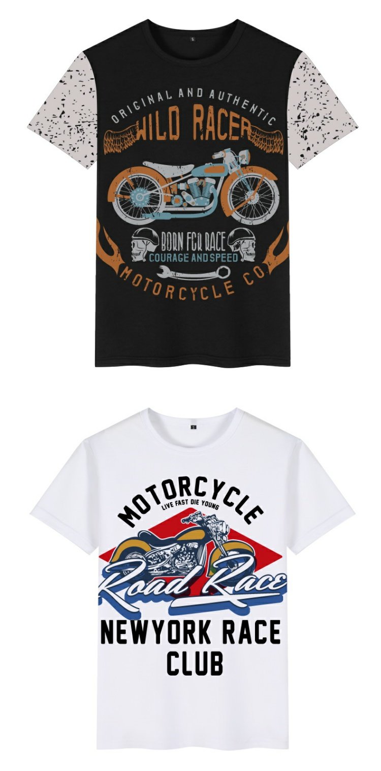 Quần áo nam phong cách châu Âu và xe máy Harley đầu máy thương hiệu thủy triều in West Coast xã hội quần áo ngắn tay - Áo phông ngắn áo thun nam cao cấp