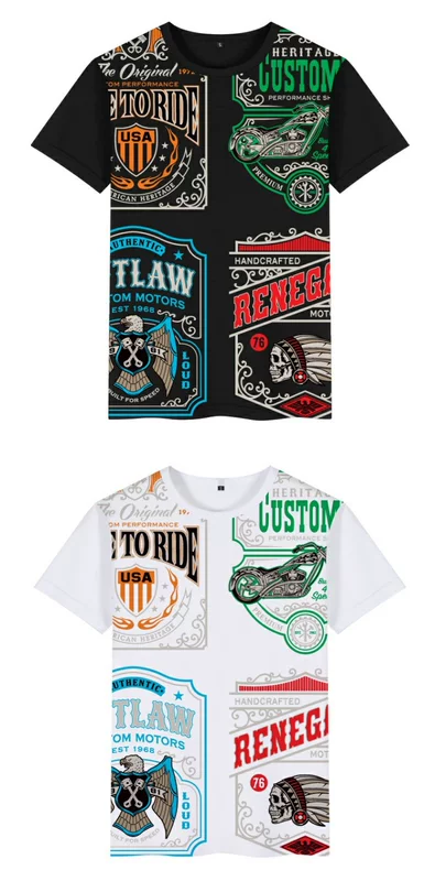Quần áo nam phong cách châu Âu và xe máy Harley đầu máy thương hiệu thủy triều in West Coast xã hội quần áo ngắn tay - Áo phông ngắn áo thun nam polo