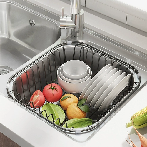 Кухонный бассейн из нержавеющей стали крышка воды, дренирование посуды, стойка для хранения, стойка для хранения, корзина для умывальника, полка чаши