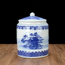 Moisture-proof and insect-proof large ceramic 20kg 10kg rice tank rice bucket flour box sealed kitchen household cylinder with lid