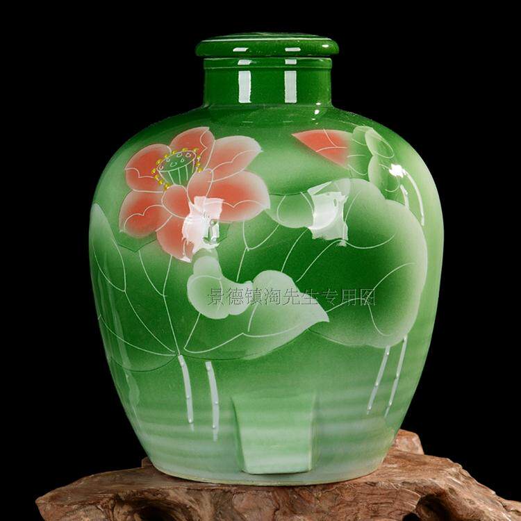 Household Jingdezhen ceramic wine jar bubble wine bottle sealed wine liquor 50 jins water tank wine tank with faucet