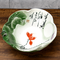 Jingdezhen Ceramic Fish Tank Small Large Size Turtle Cylinder Sleeping Bowl Lotus Flower Pot Creative Living Room Decoration Pendulum