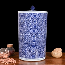 Jingdezhen ceramic rice cylinder 20 catty storage face box Bucket Tank oil cylinder storage sealing pot tea cake big number