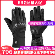 Winter motorcycle riding waterproof non-slip touch screen charging heat heating carbon fiber shell genuine leather sheepskin