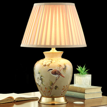 American minimalist ceramic desk lamp living room complex classical European luxury villa hotel atmosphere all copper bedroom bedside lamp