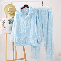 Winter thickened velvet warm Mens flannel long-sleeved trousers set coral velvet loose casual home clothing fertilizer