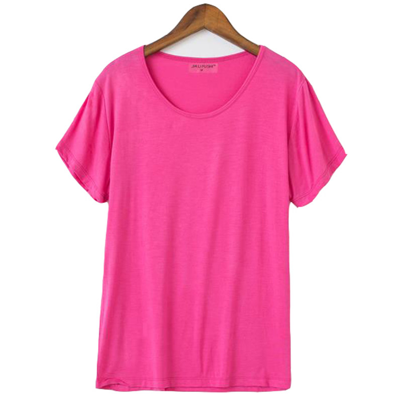 Women's round neck short-sleeved top home clothes pajamas loose large size mother middle-aged and elderly bottoming shirt thin section soft and comfortable