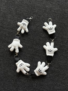 Be careful with cuffs cleanfit mickey-shaped gloves and pants chain niche personality three-dimensional palm niche men and women pendant
