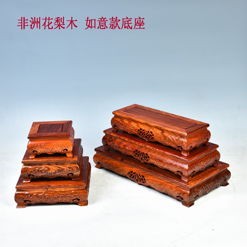 Pianology picking ruyi rectangle base solid wood handicraft furnishing articles flowers miniascape are it stone base