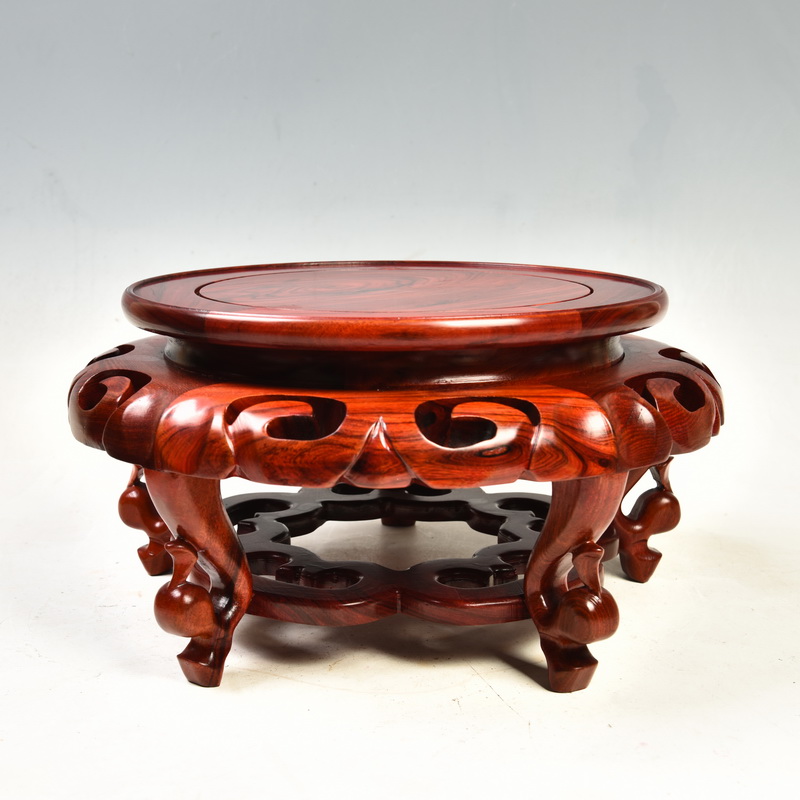 Chinese flowering crabapple red wingceltis woodcarving several aquarium vase base rounded bonsai solid wooden tap home furnishing articles padding