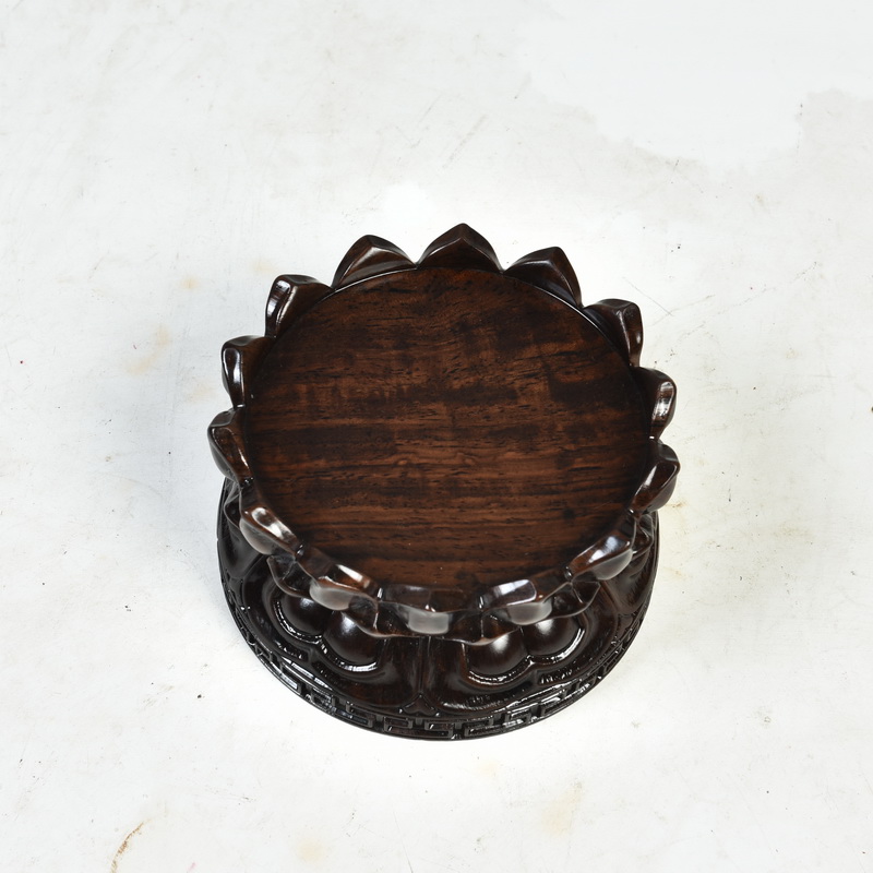 Ebony wood carving handicraft furnishing articles bodhisattva guanyin Buddha base rounded copy antique solid wood lotus base