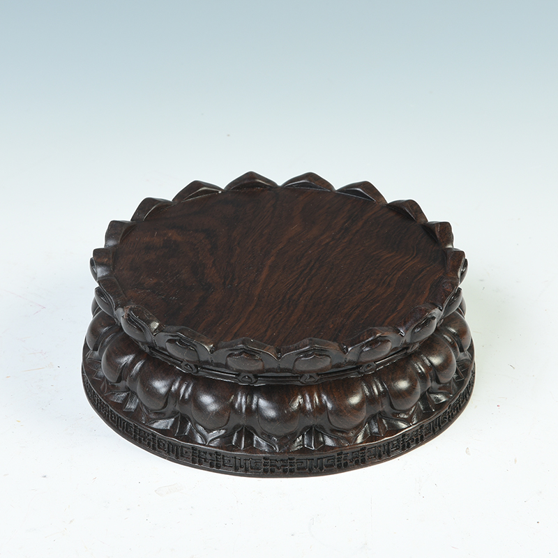 Ebony woodcarvings lotus lotus base solid wood round bodhisattva guanyin Buddha base base, stone base