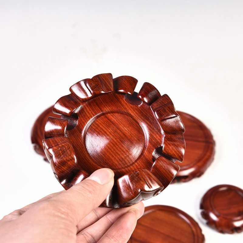 Red wingceltis spend pear mahogany round base solid wood furnishing articles log base stone, jade zisha teapot tea base