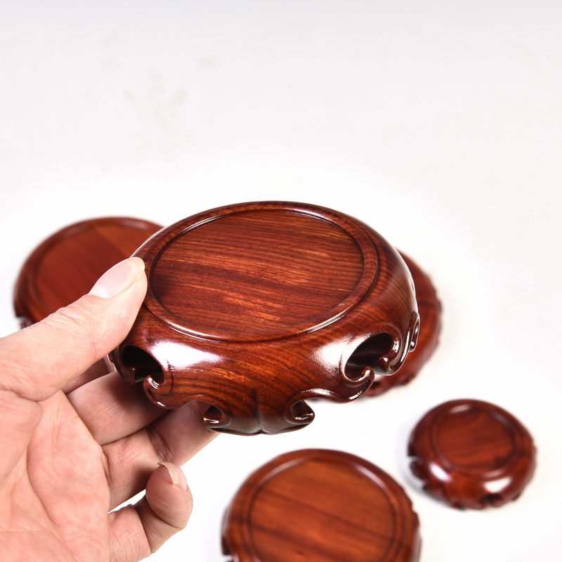 Red wingceltis spend pear mahogany round base solid wood furnishing articles log base stone, jade zisha teapot tea base