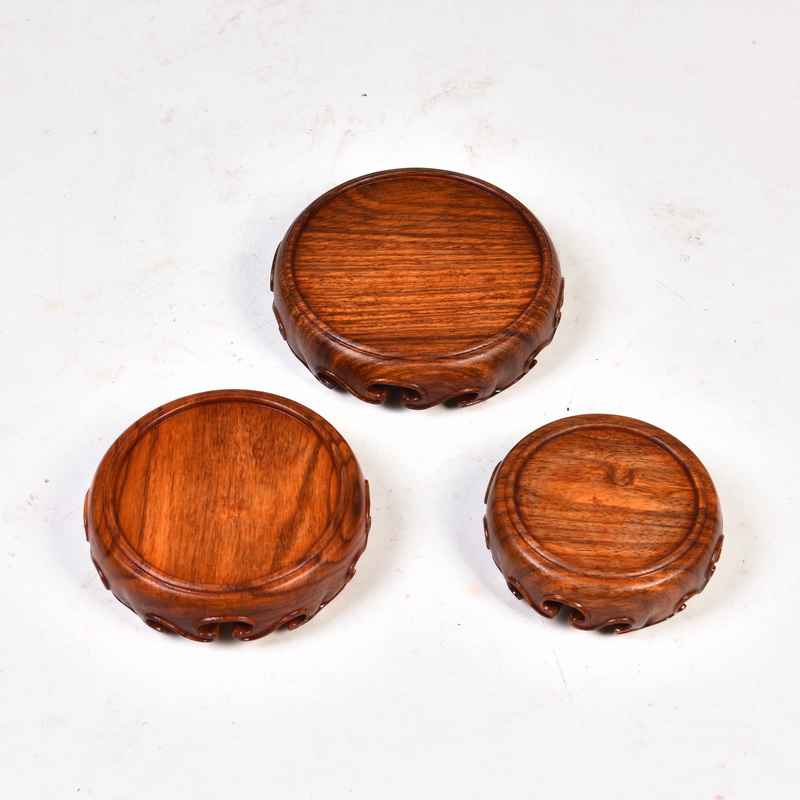 Red wingceltis spend pear mahogany round base solid wood furnishing articles log base stone, jade zisha teapot tea base