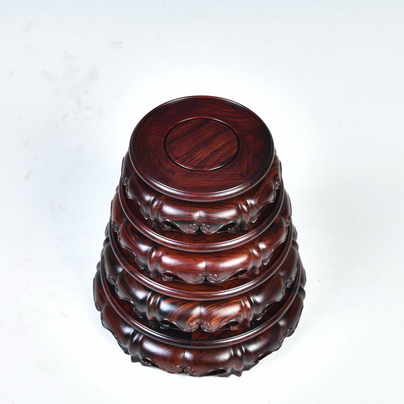 Red acid branch ruyi lotus circular base solid wood Buddha base vase base mahogany wood base