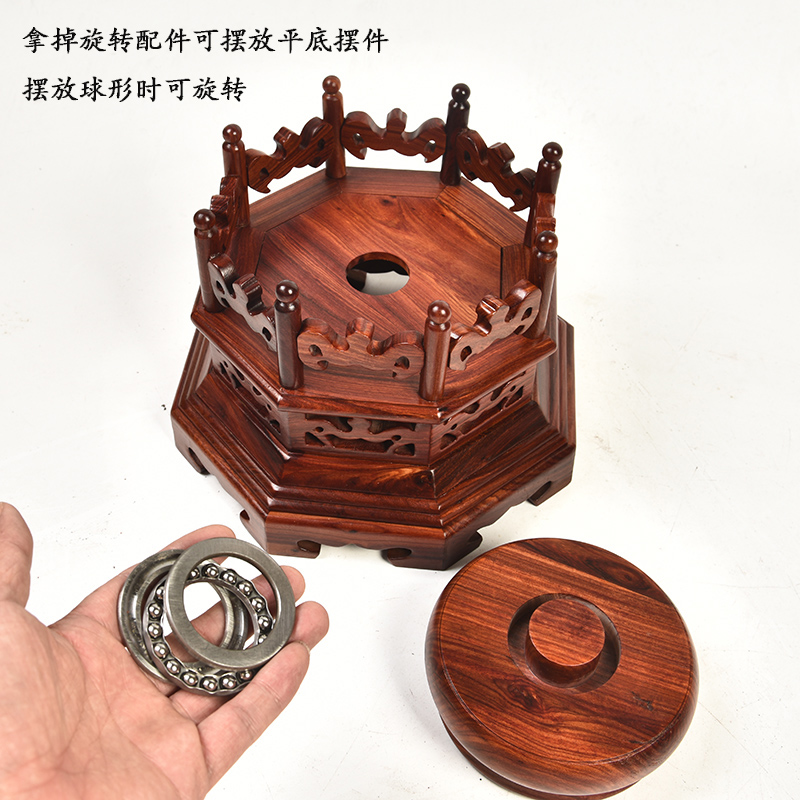 Pianology picking red crystal ball can rotate woodcarving figure of Buddha base base gourd water solid wood handicraft furnishing articles