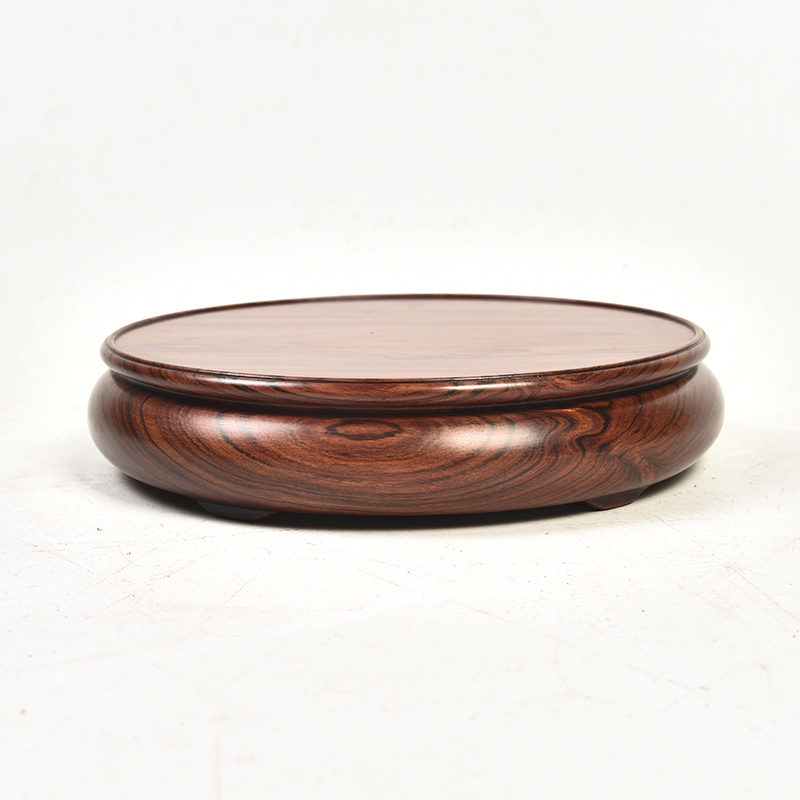 To send Pianology substitutes rosewood carving, circular base annatto of Buddha crafts vase flowerpot base solid wood