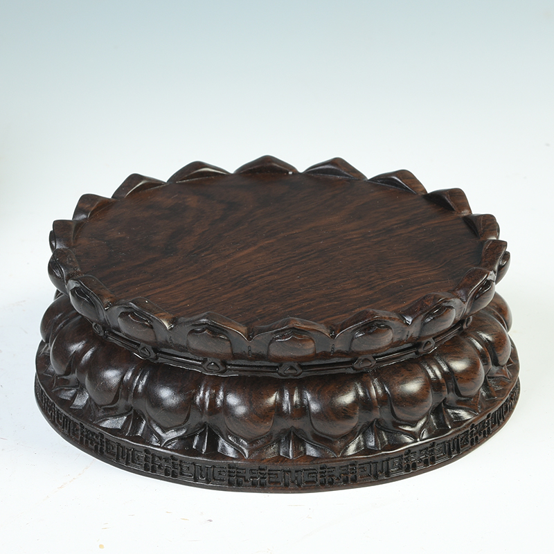 Ebony woodcarvings lotus lotus base solid wood round bodhisattva guanyin Buddha base base, stone base