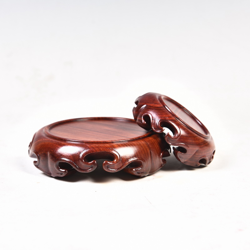 Red wingceltis spend pear mahogany round base solid wood furnishing articles log base stone, jade zisha teapot tea base