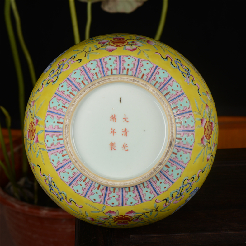 Pianology picking jingdezhen manual hand - made antique porcelain vases up decorative bottle to pastel yellow 1 bottle