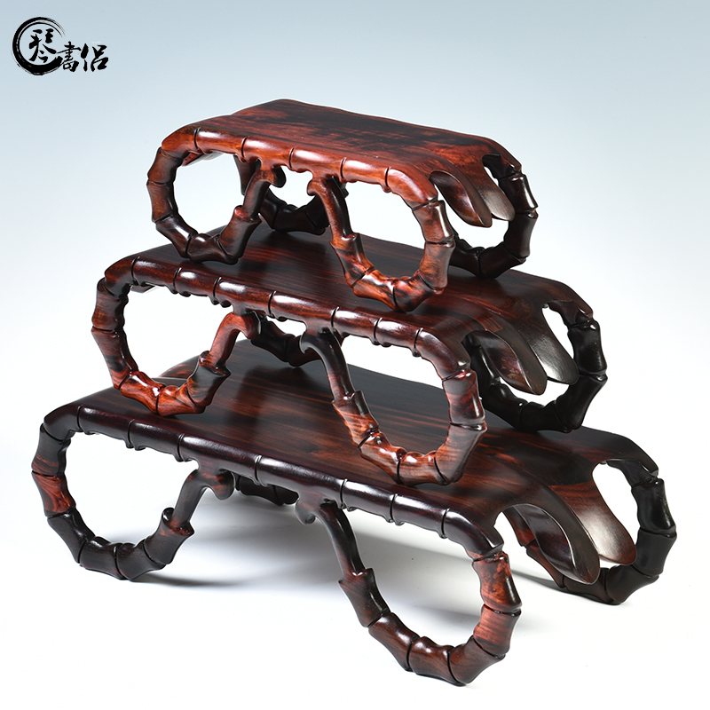 Red acid branch bamboo wooden furnishing articles base solid wood flower miniascape base it rectangular stone base