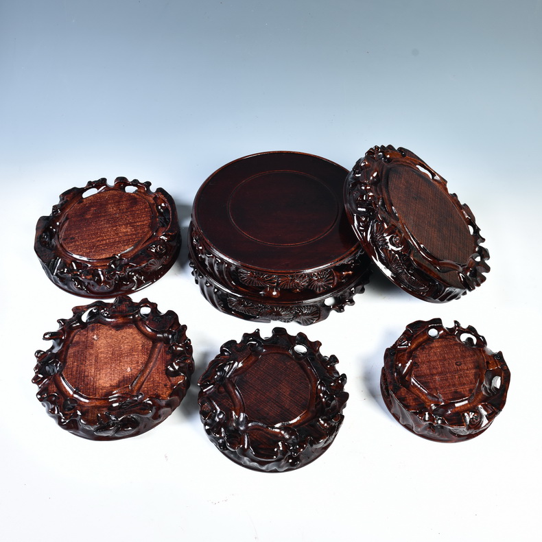 The tank base vase base solid wood round tea sets are it base stone base carved wooden base frame