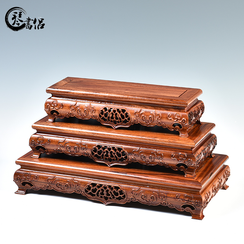 Pianology picking ruyi rectangle base solid wood handicraft furnishing articles flowers miniascape are it stone base