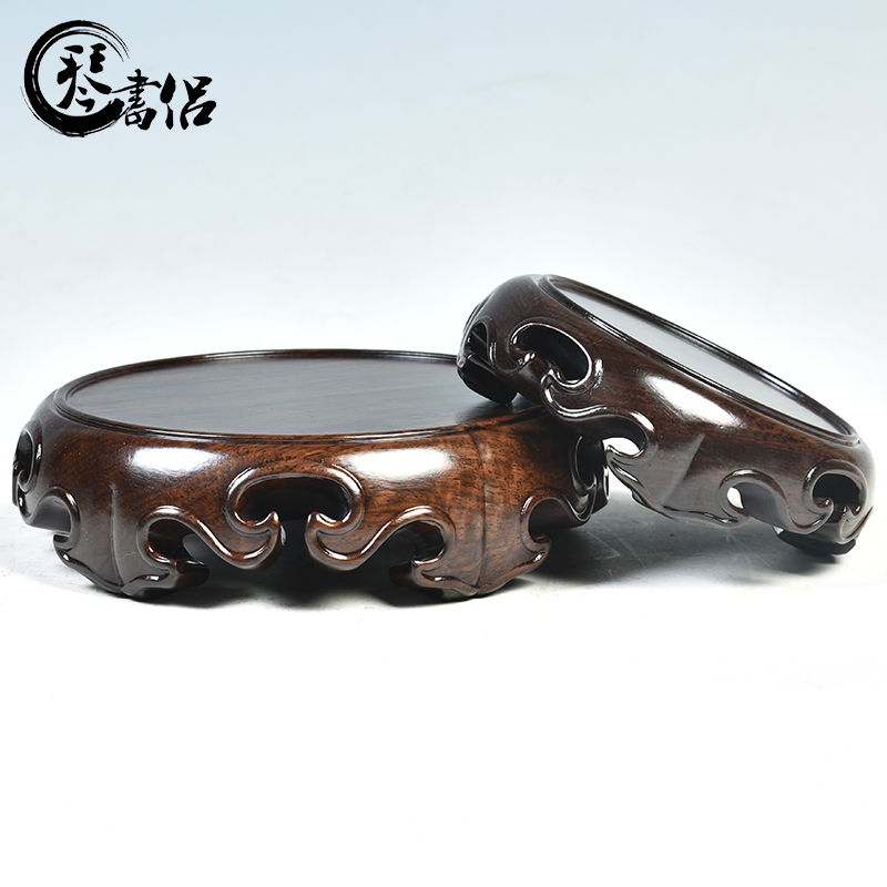 Incense Stove Base Solid Wood Round Base Wood Pendulum Pieces Chishite Head Buddha Vase Flower Pots Craft Gift Swing Accessories Teapot Base
