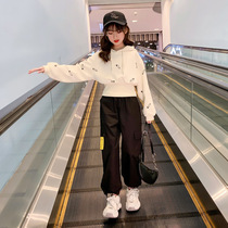 Girls autumn sweater two-piece suit 2022 new girl spring and autumn foreign style big childrens sports top childrens clothing